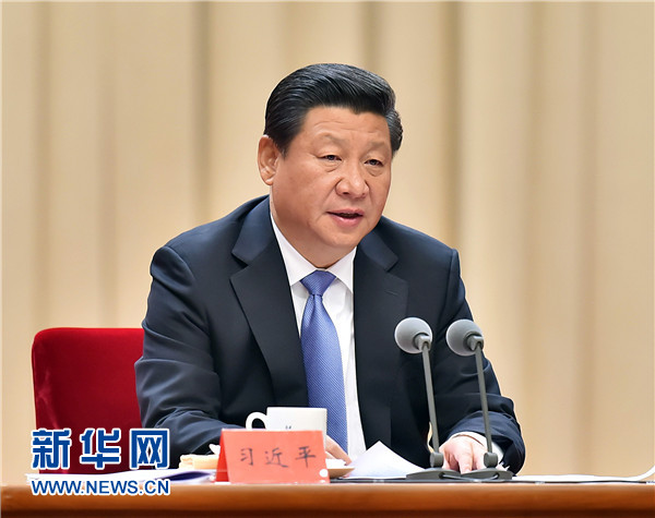 10月8日,中共中央总书记、国家主席、中央军委主席习近平在党的群众路线教育实践活动总结大会上发表重要讲话。 新华社记者 李涛 摄